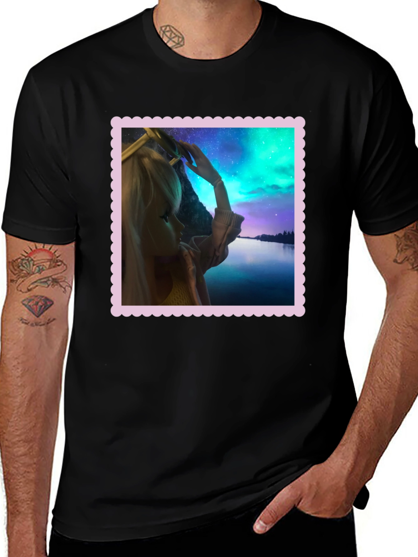 Aurora Barbie Graphic Tee - Stylish Black T-Shirt