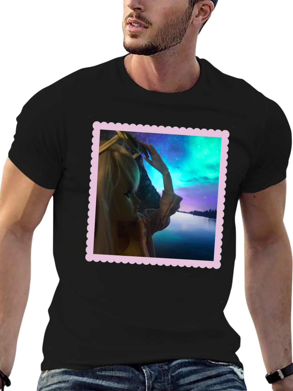 Aurora Barbie Graphic Tee - Stylish Black T-Shirt