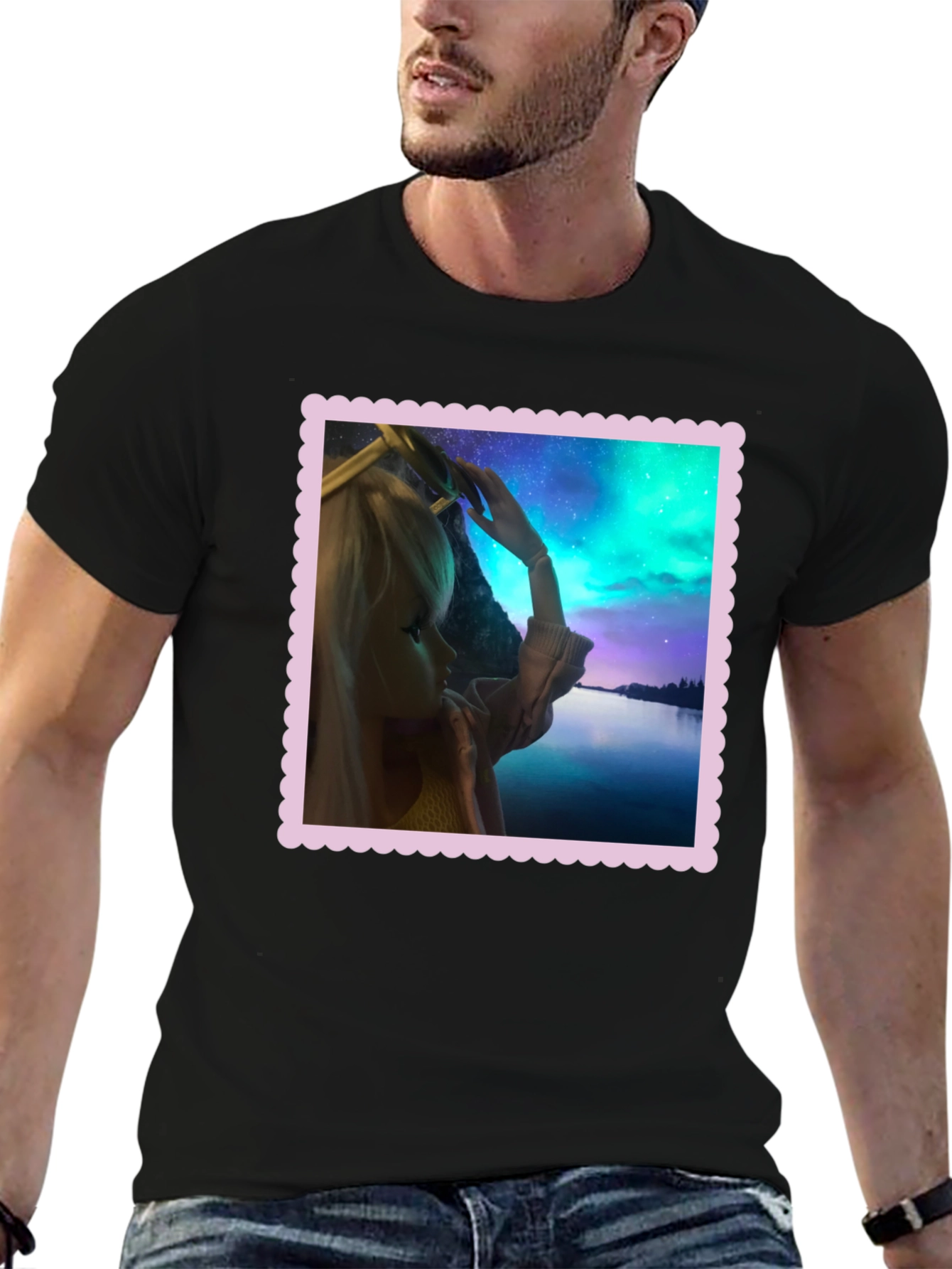 Aurora Barbie Graphic Tee - Stylish Black T-Shirt