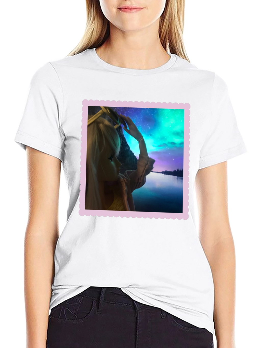 Aurora Barbie Graphic Tee - Stylish Black T-Shirt