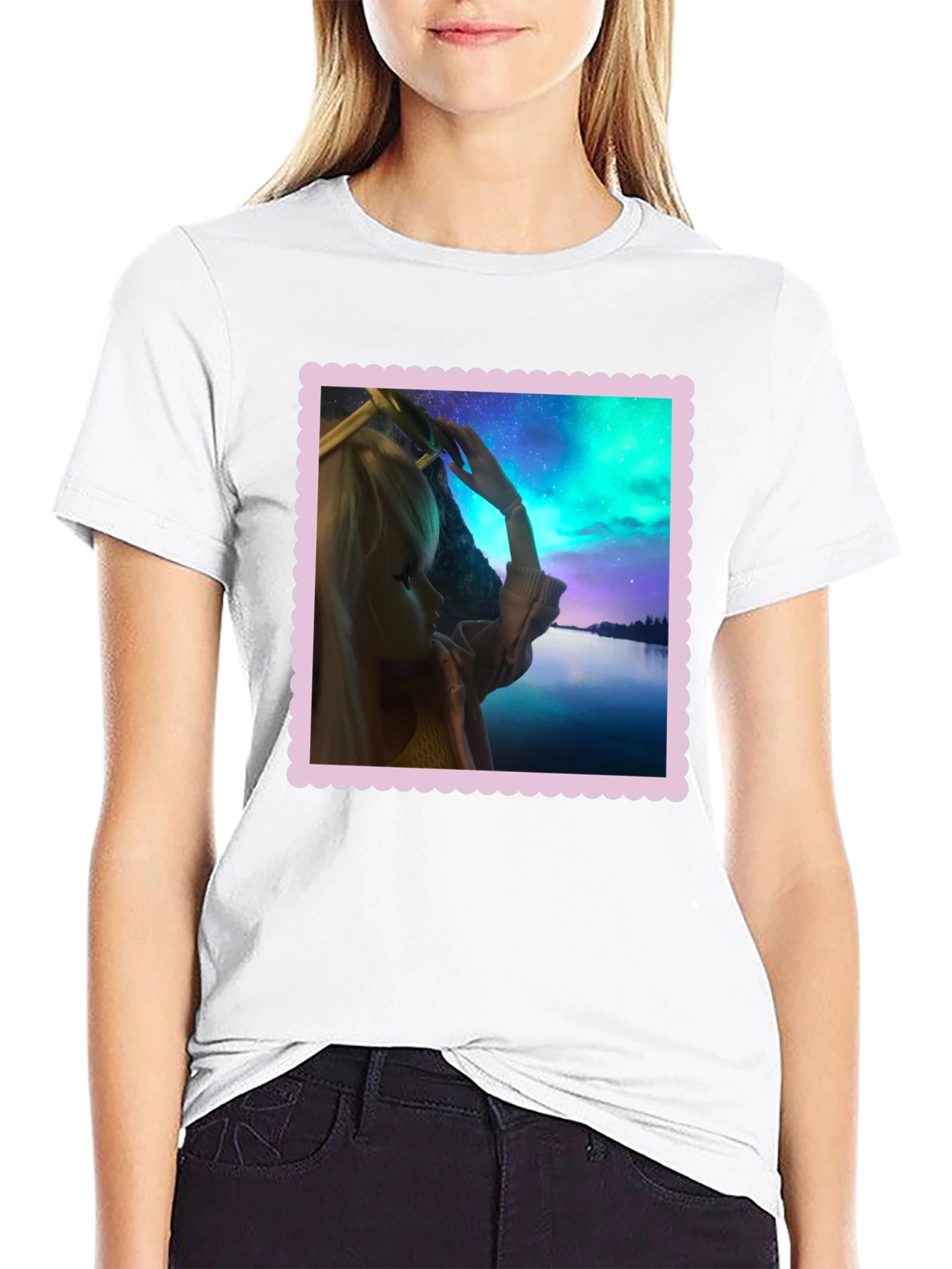 Aurora Barbie Graphic Tee - Stylish Black T-Shirt