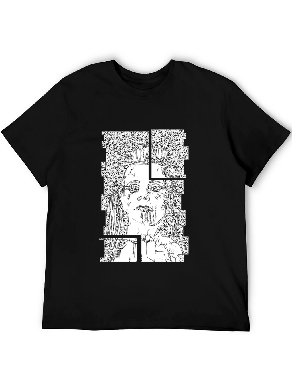 Abstract Graphic Print T-Shirt - Black