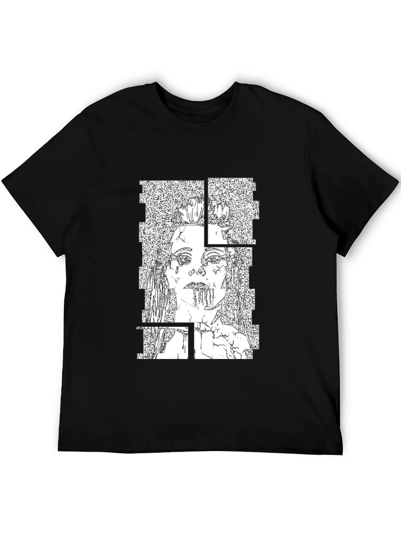 Abstract Graphic Print T-Shirt - Black
