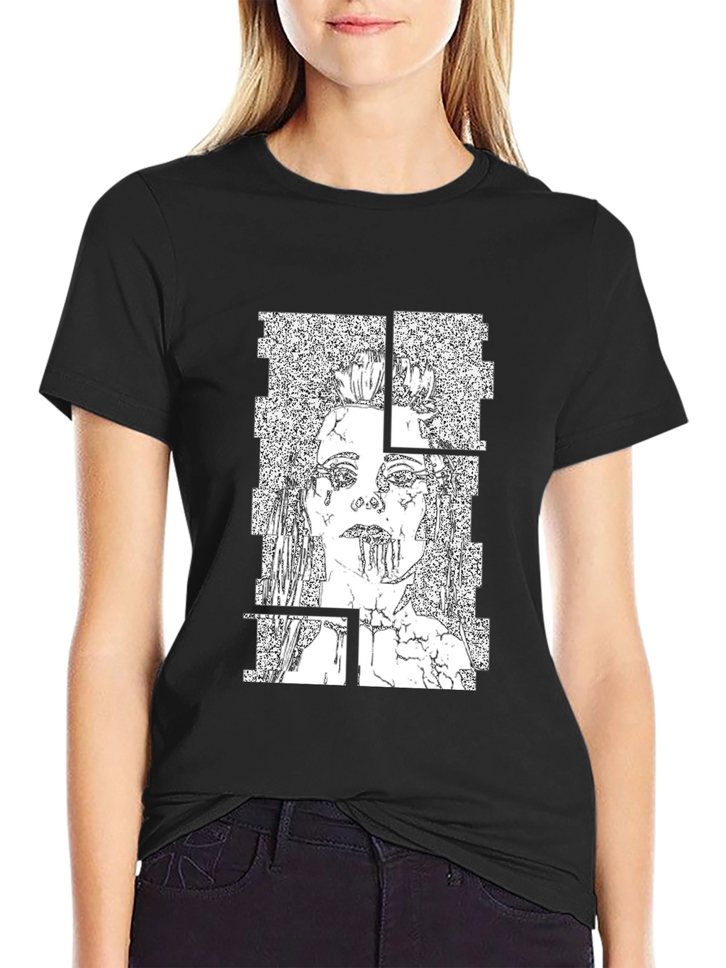 Abstract Graphic Print T-Shirt - Black
