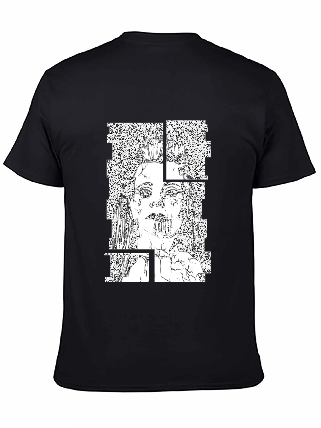 Abstract Graphic Print T-Shirt - Black