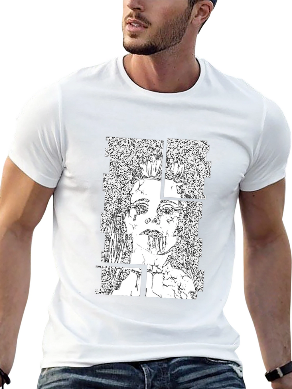 Abstract Graphic Print T-Shirt - Black