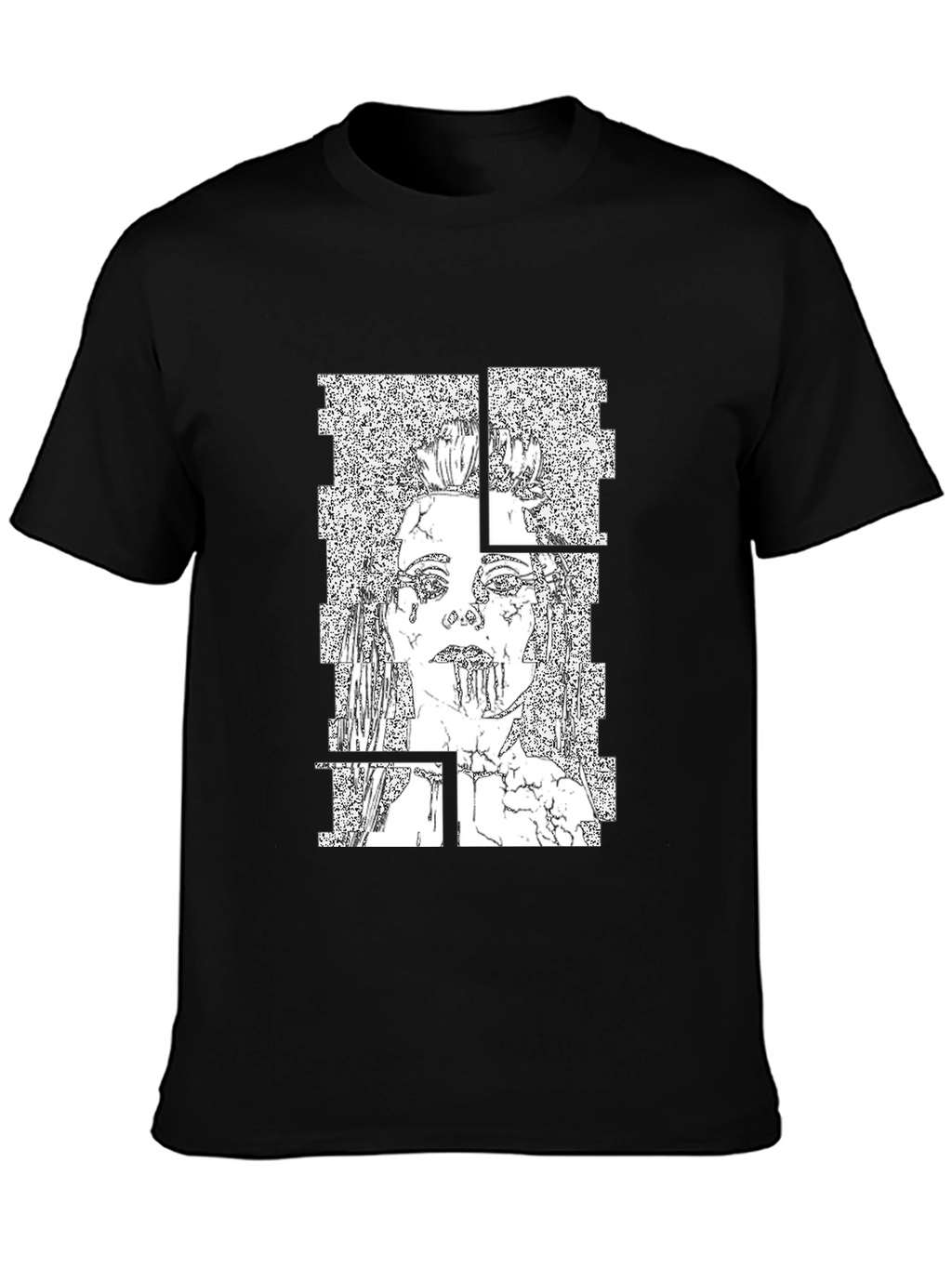 Abstract Graphic Print T-Shirt - Black