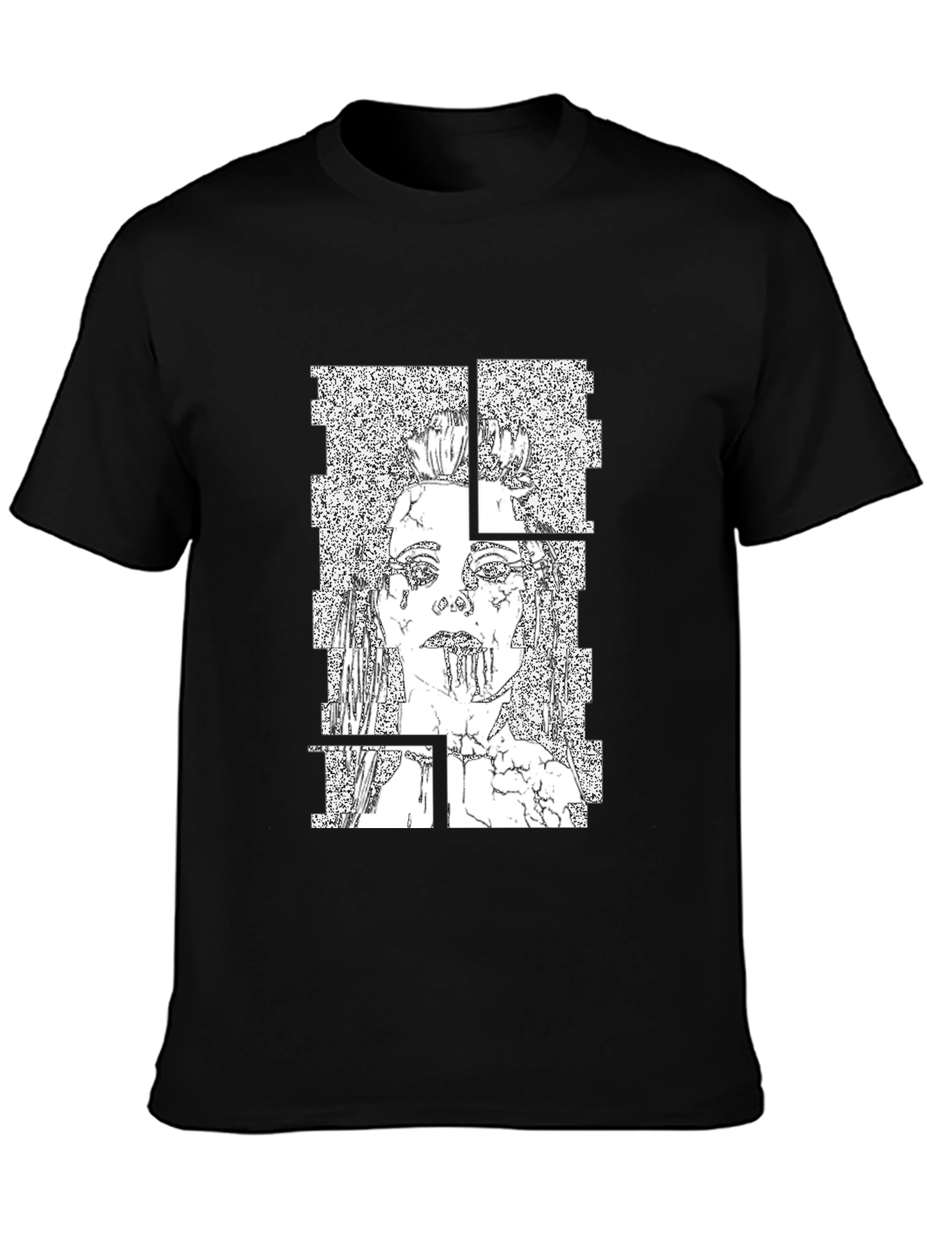 Abstract Graphic Print T-Shirt - Black