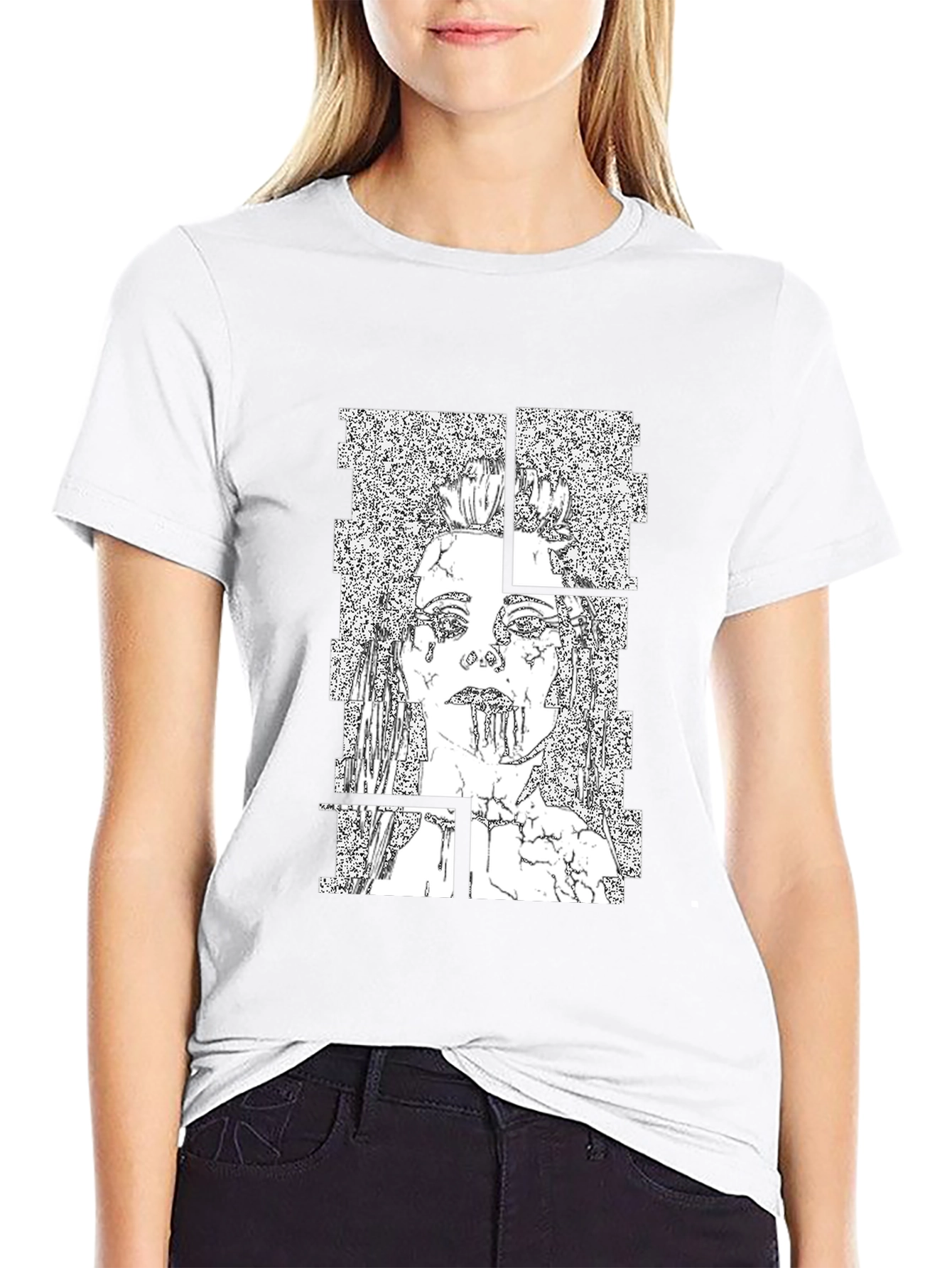 Abstract Graphic Print T-Shirt - Black