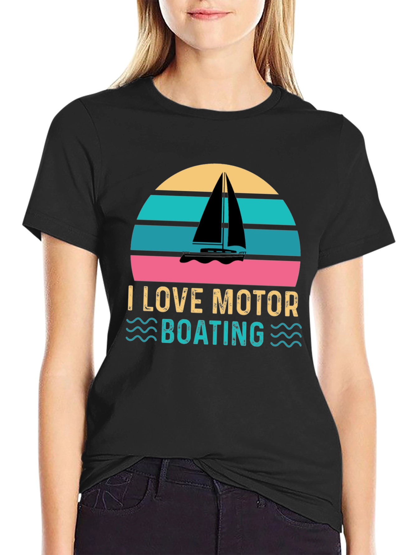 I Love Motor Boating Tee Retro Boat Graphic T-Shirt