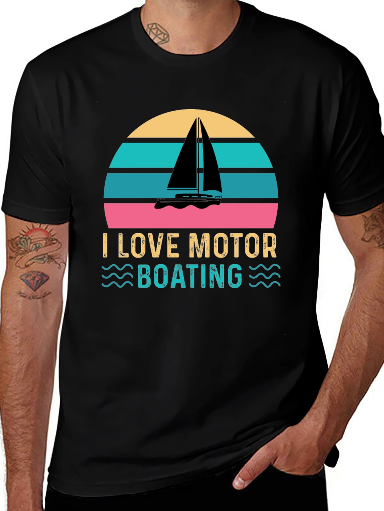 I Love Motor Boating Tee Retro Boat Graphic T-Shirt