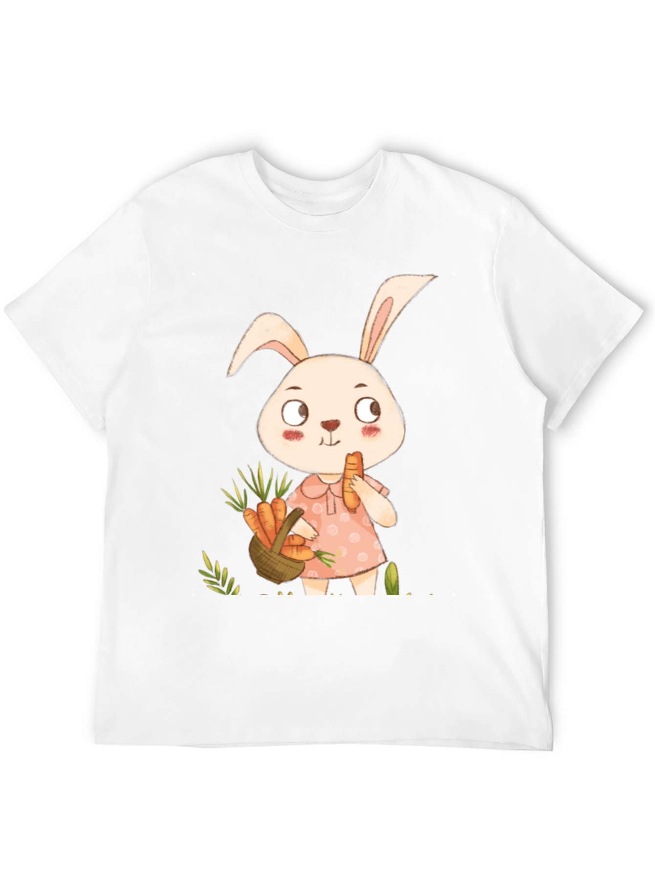 Cute Bunny & Carrot Black T-Shirt