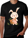 Cute Bunny & Carrot Black T-Shirt