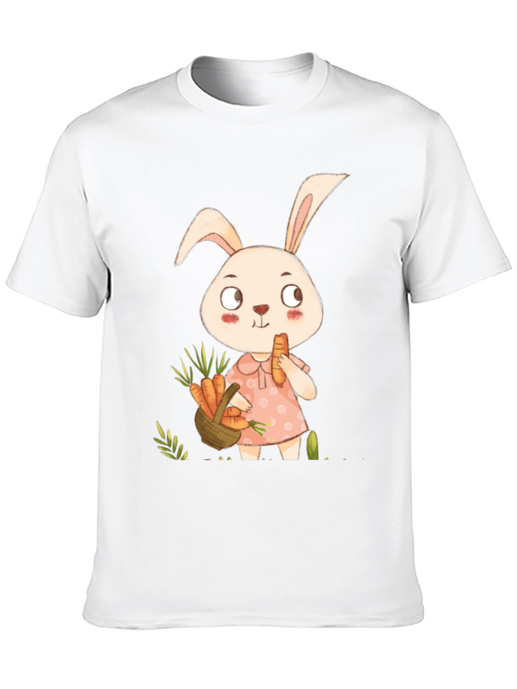 Cute Bunny & Carrot Black T-Shirt