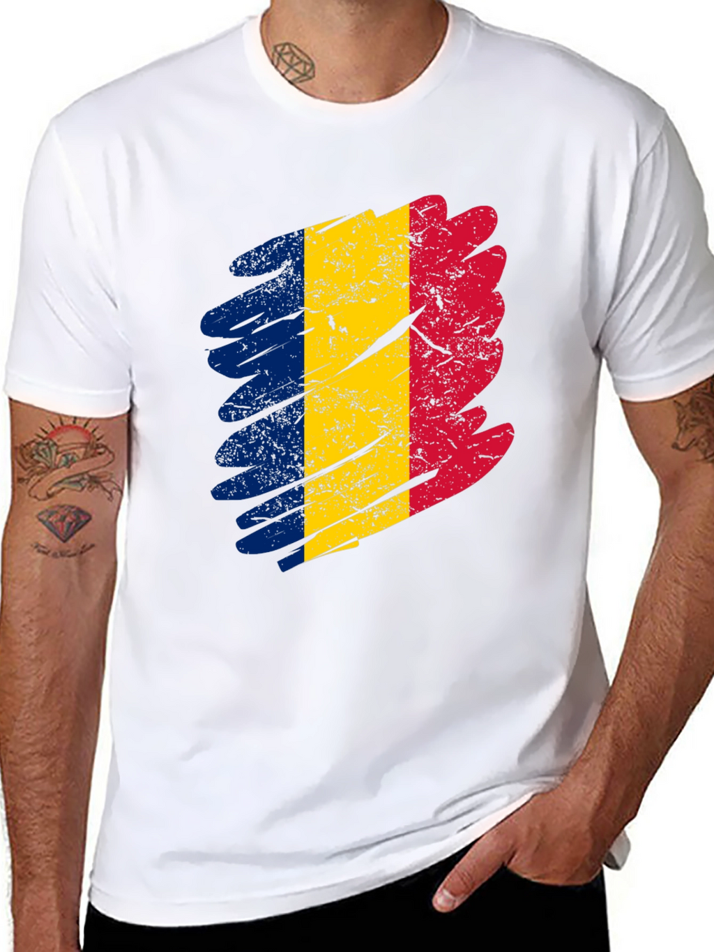 Romania Flag T-Shirt - Distressed Design