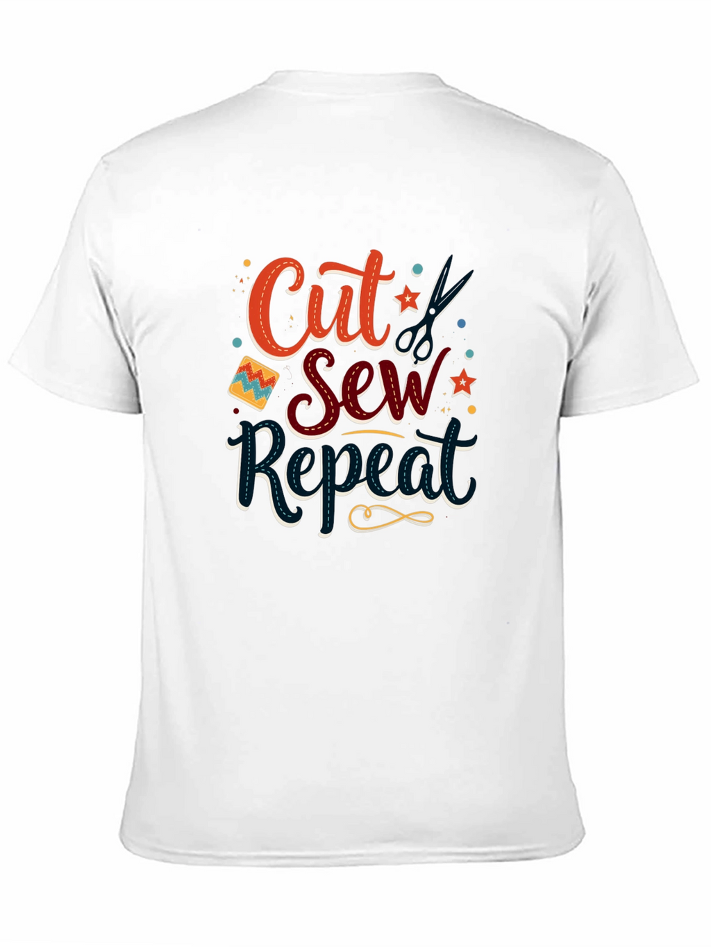 Cut Sew Repeat Black T-Shirt - Sewing Lover Gift