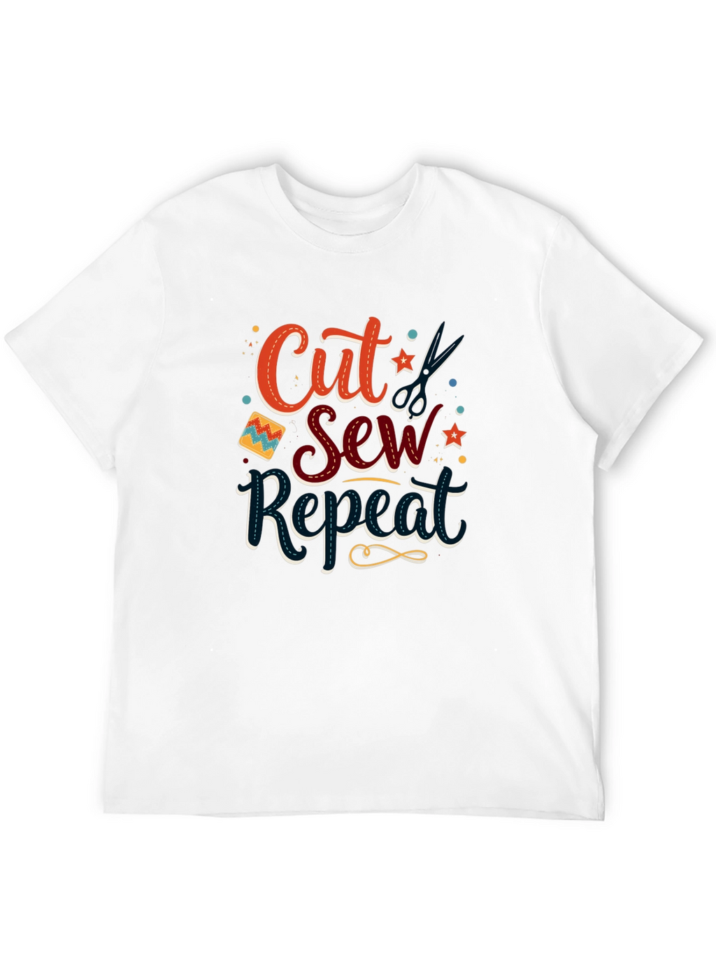 Cut Sew Repeat Black T-Shirt - Sewing Lover Gift