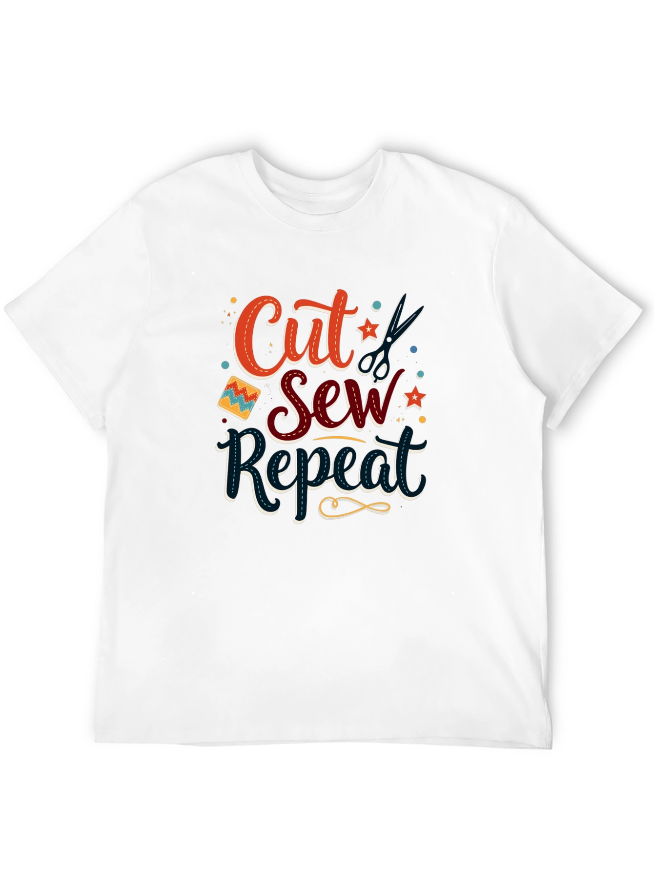 Cut Sew Repeat Black T-Shirt - Sewing Lover Gift