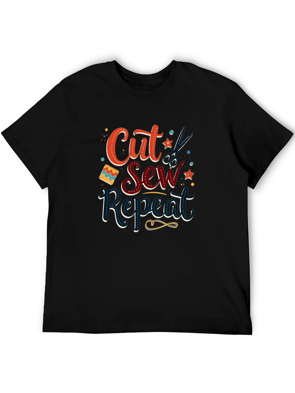 Cut Sew Repeat Black T-Shirt - Sewing Lover Gift