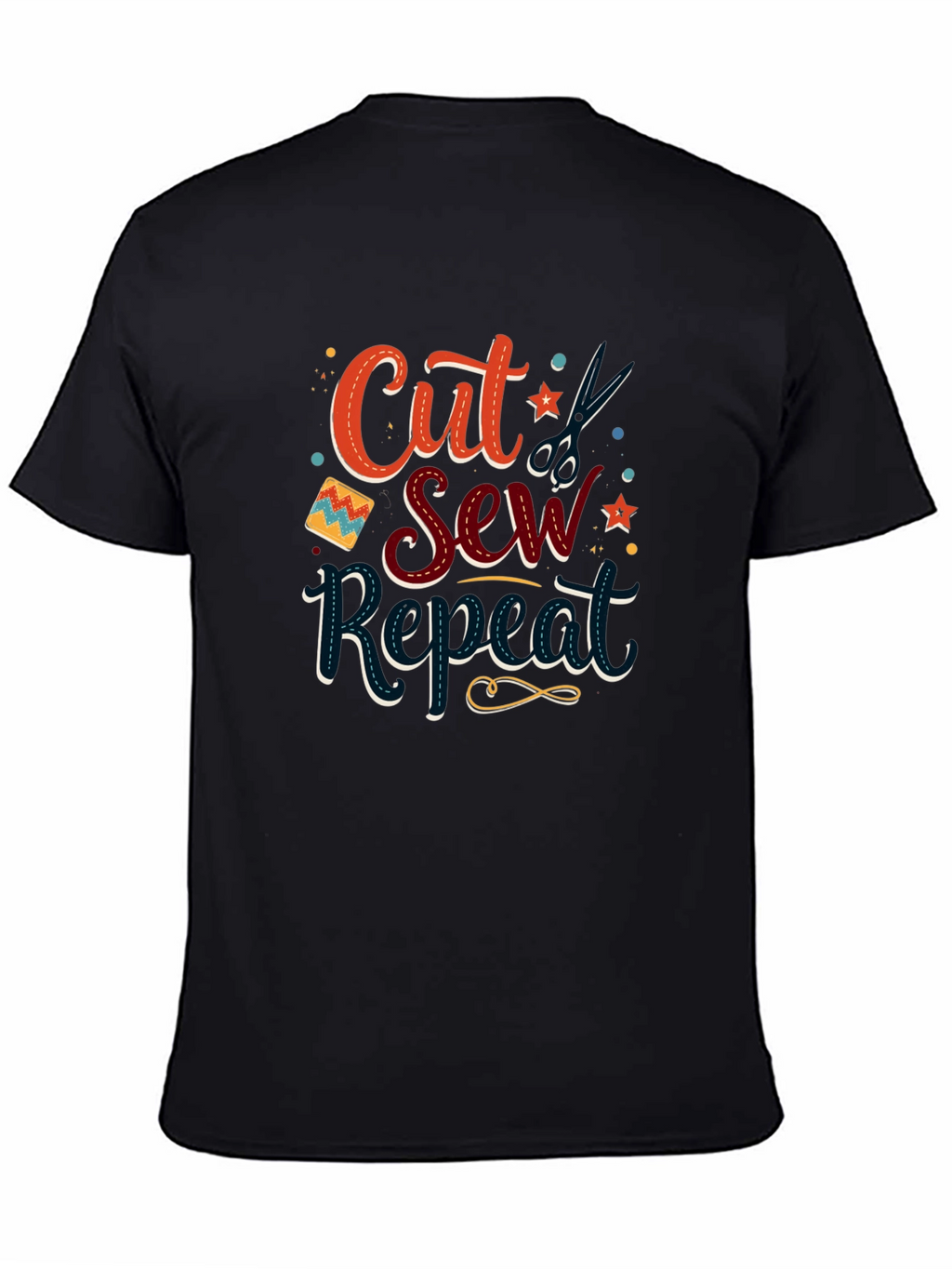 Cut Sew Repeat Black T-Shirt - Sewing Lover Gift