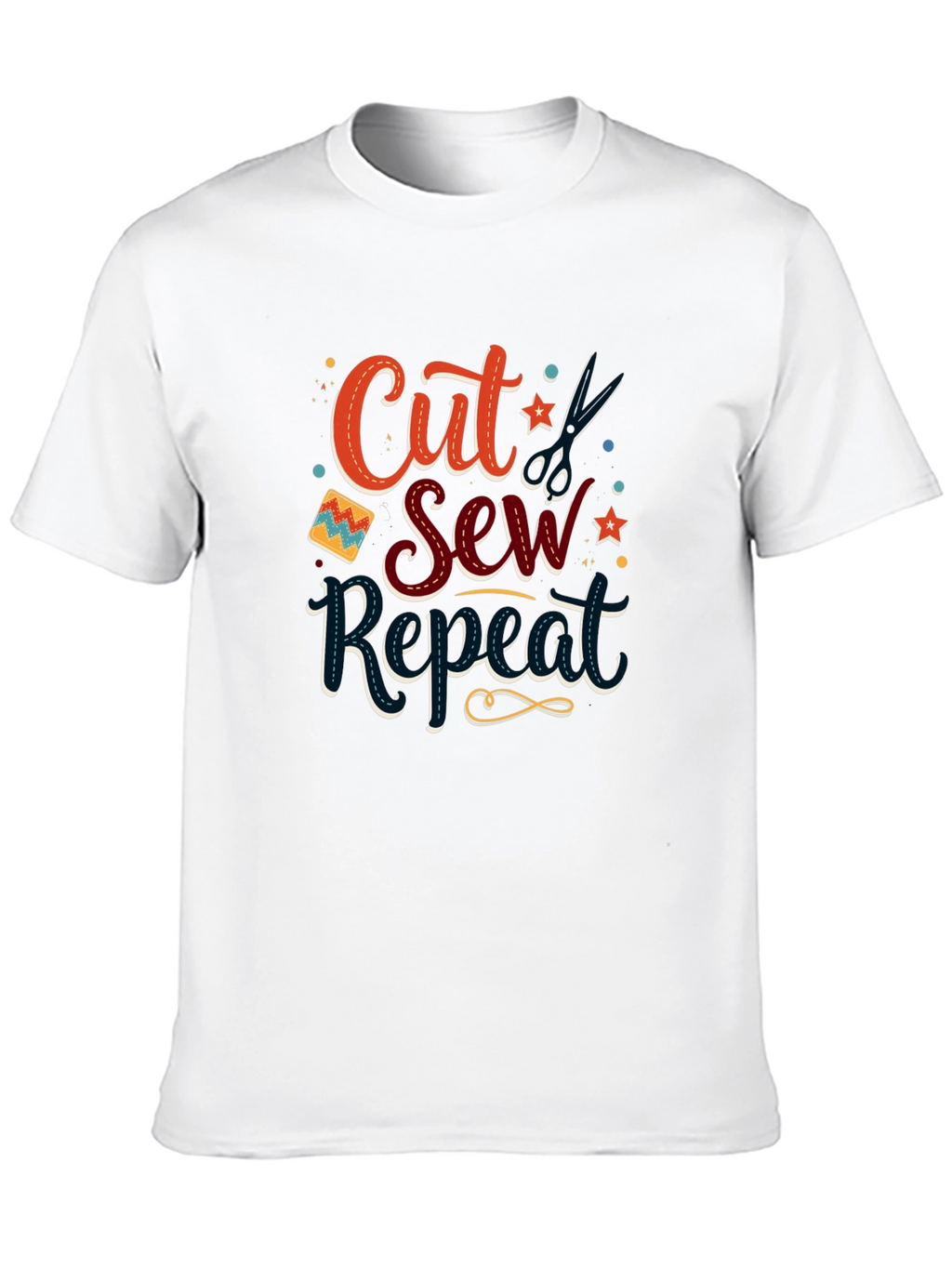 Cut Sew Repeat Black T-Shirt - Sewing Lover Gift