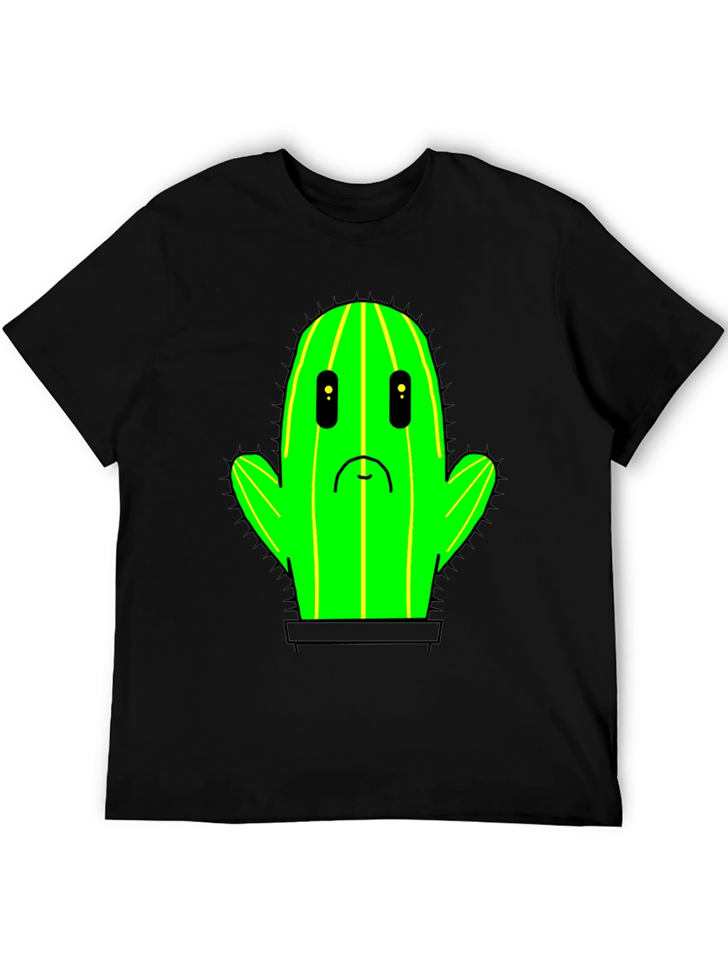 Sad Cactus T-Shirt - Black Cotton Graphic Tee