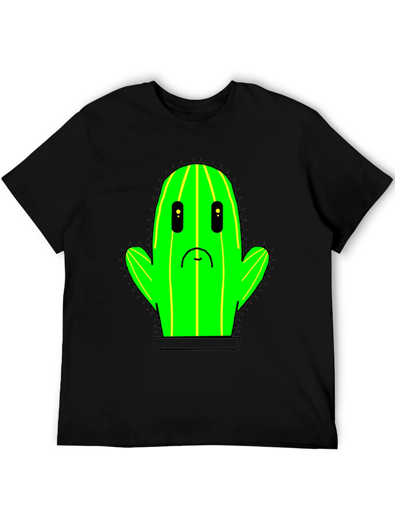 Sad Cactus T-Shirt - Black Cotton Graphic Tee