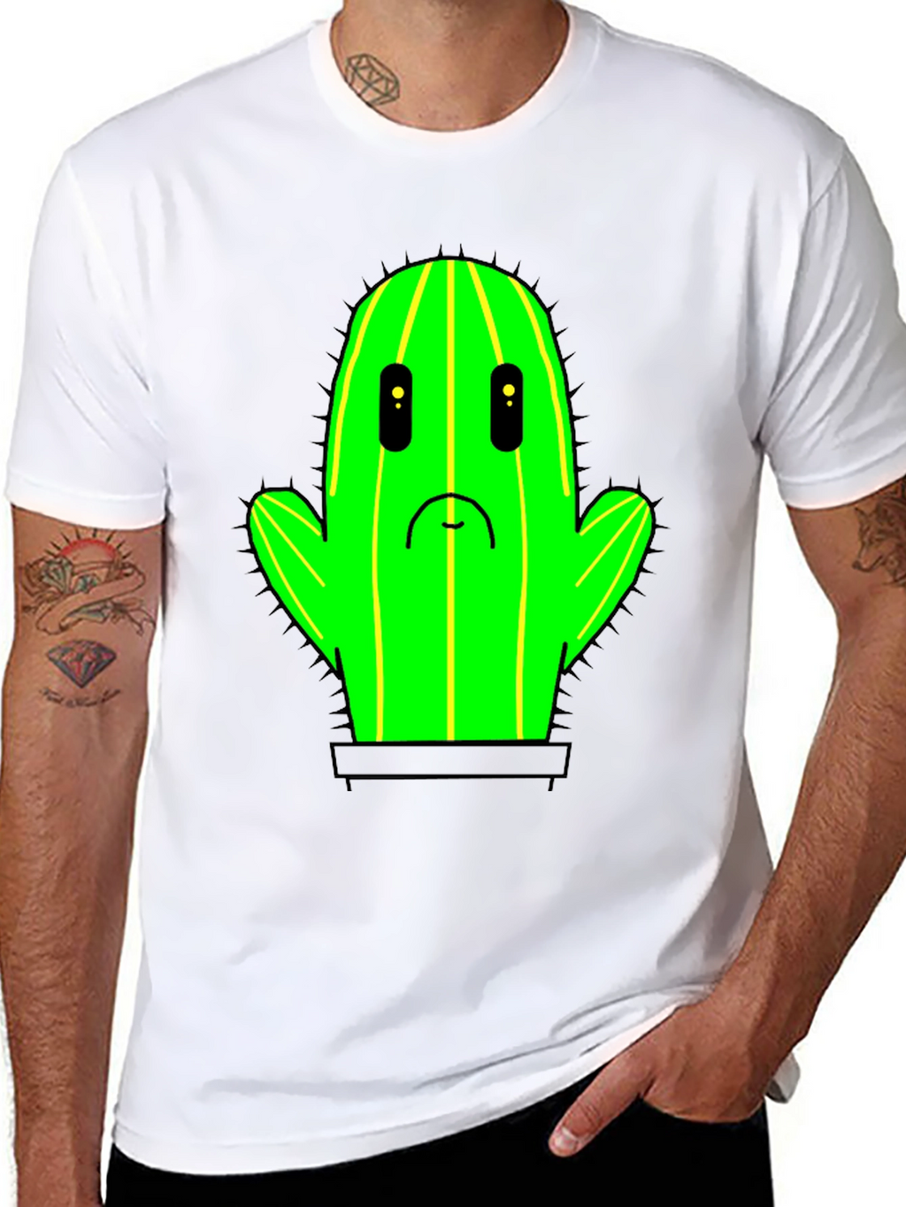 Sad Cactus T-Shirt - Black Cotton Graphic Tee