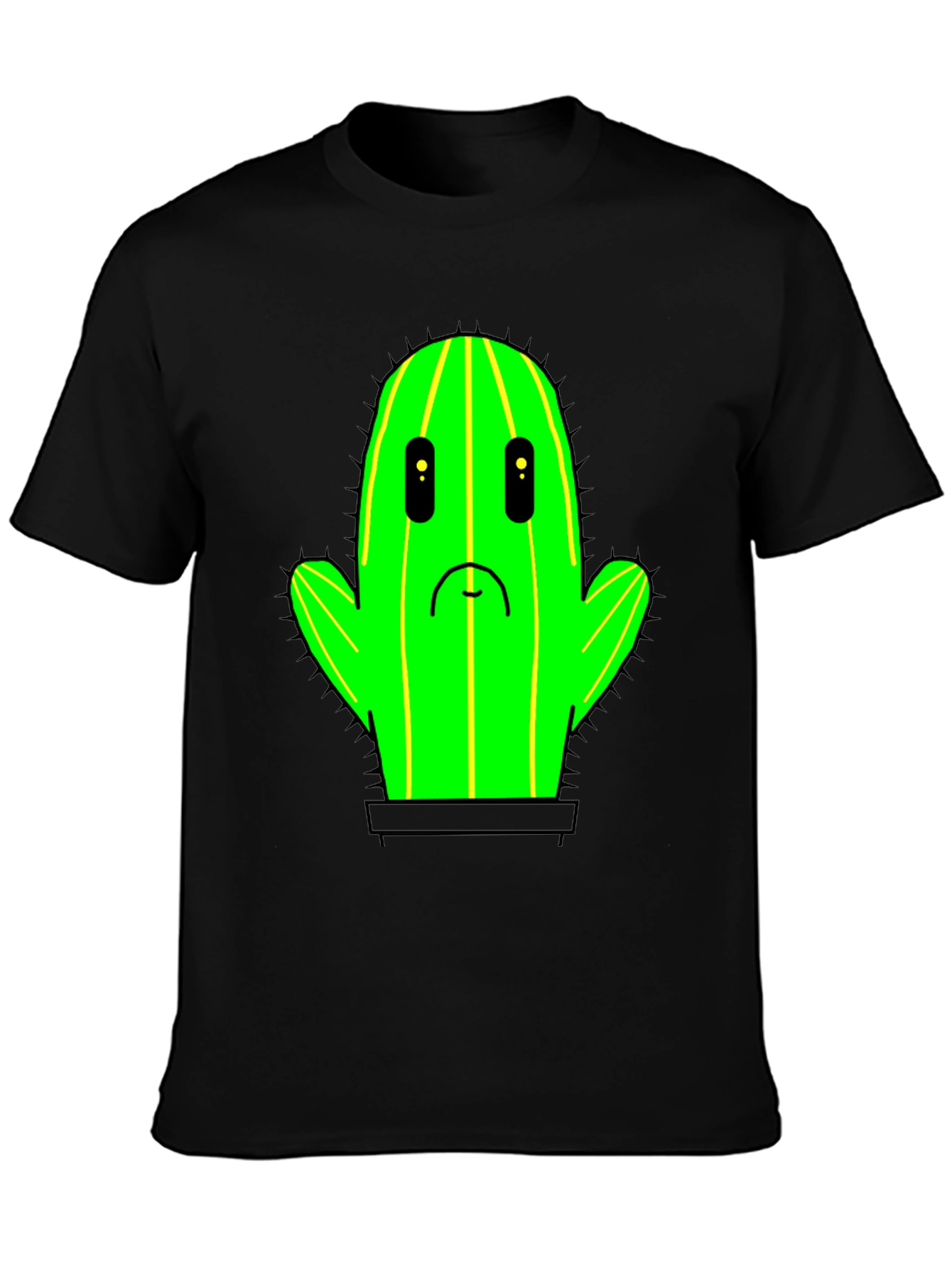 Sad Cactus T-Shirt - Black Cotton Graphic Tee