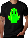 Sad Cactus T-Shirt - Black Cotton Graphic Tee