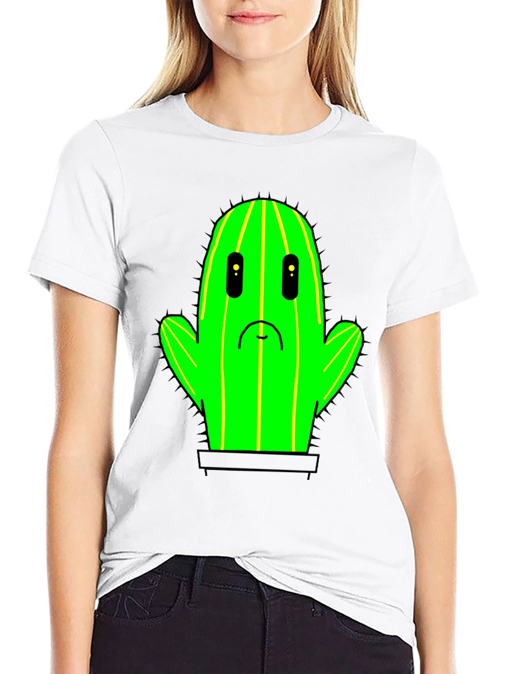 Sad Cactus T-Shirt - Black Cotton Graphic Tee