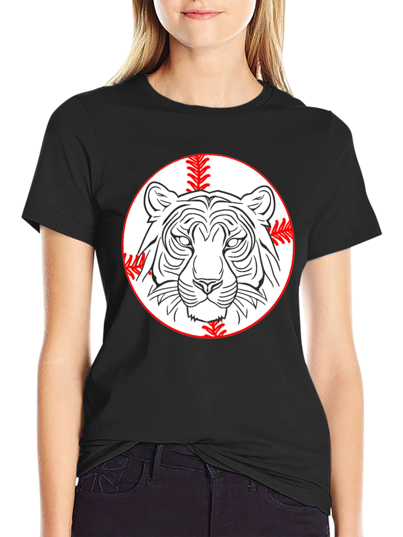 Tiger Baseball Graphic Tee - Classic Black T-Shirt