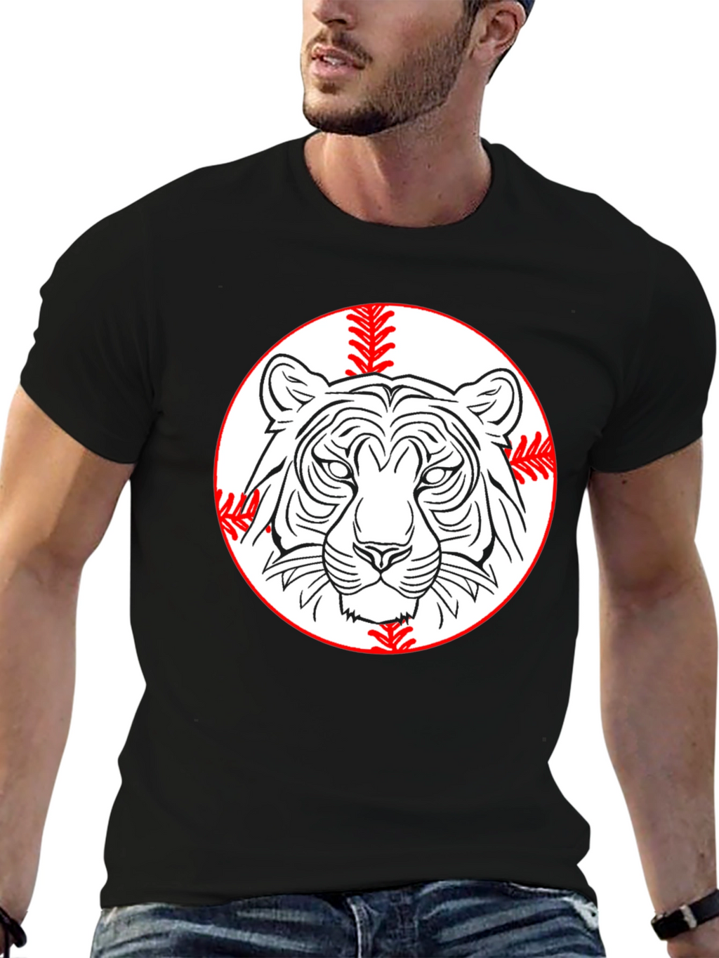 Tiger Baseball Graphic Tee - Classic Black T-Shirt
