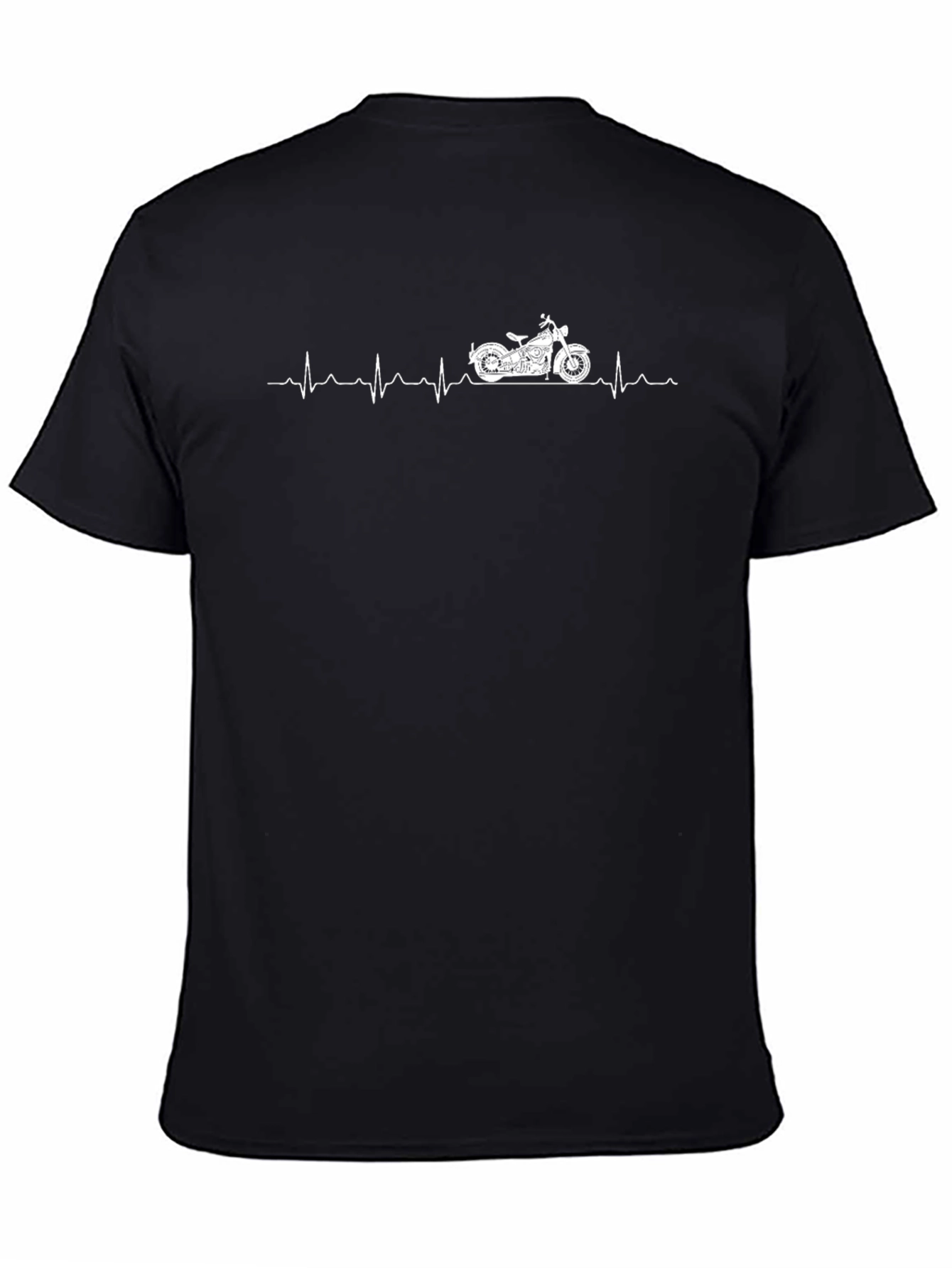 Motorcycle Heartbeat Graphic Tee - Black