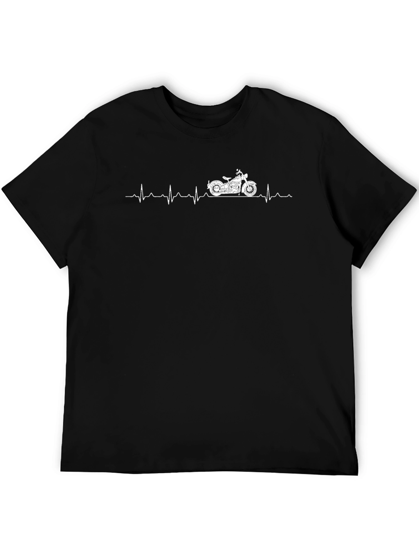 Motorcycle Heartbeat Graphic Tee - Black