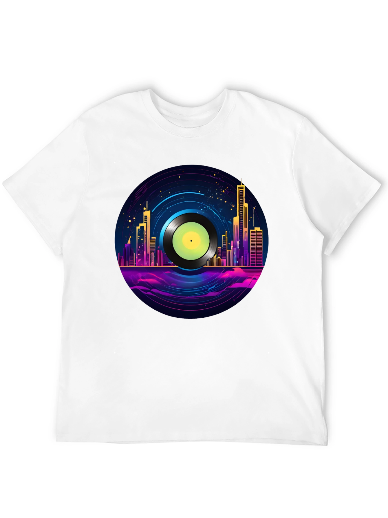 Retro City Vinyl Record Graphic T-Shirt