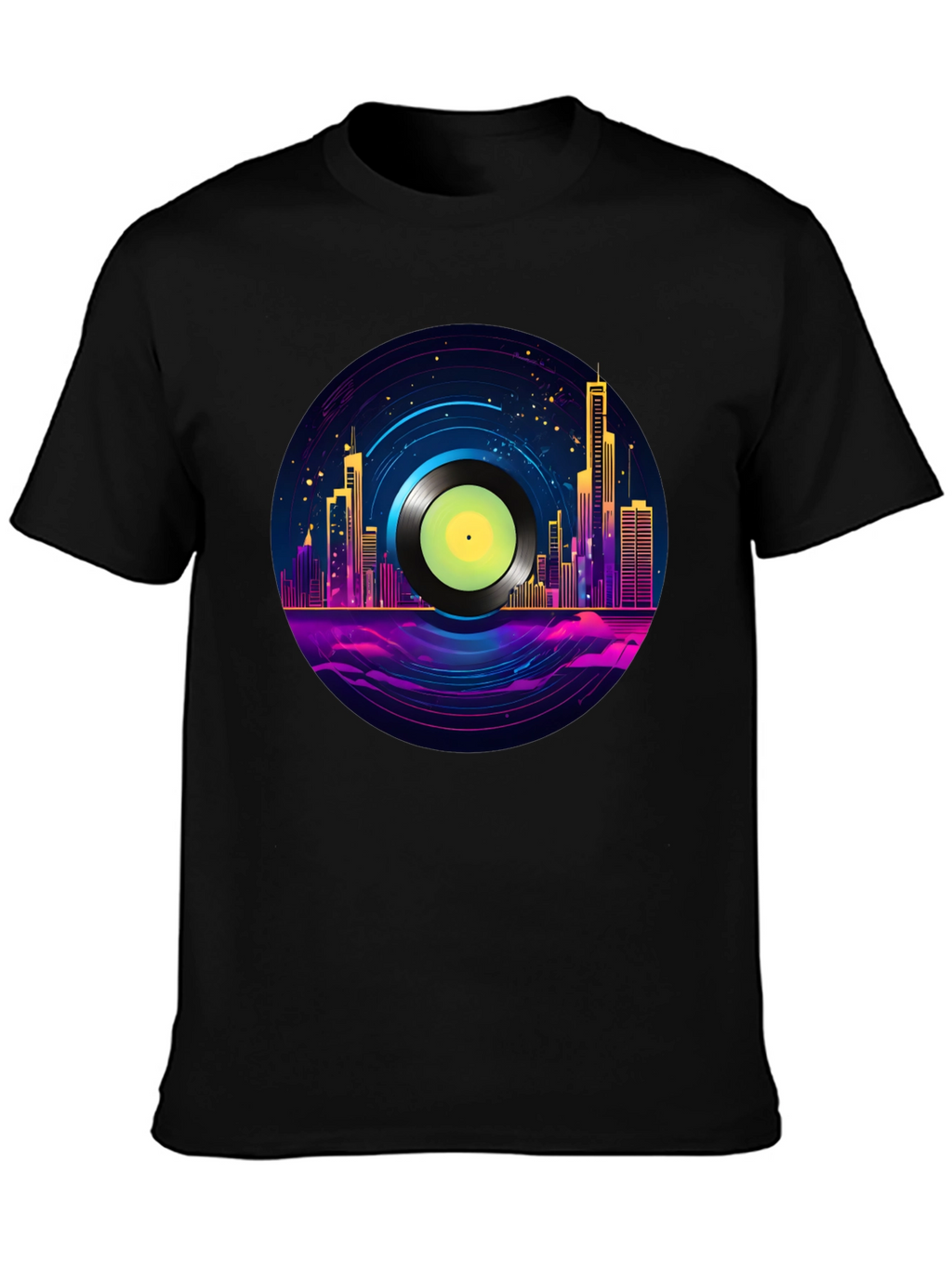 Retro City Vinyl Record Graphic T-Shirt