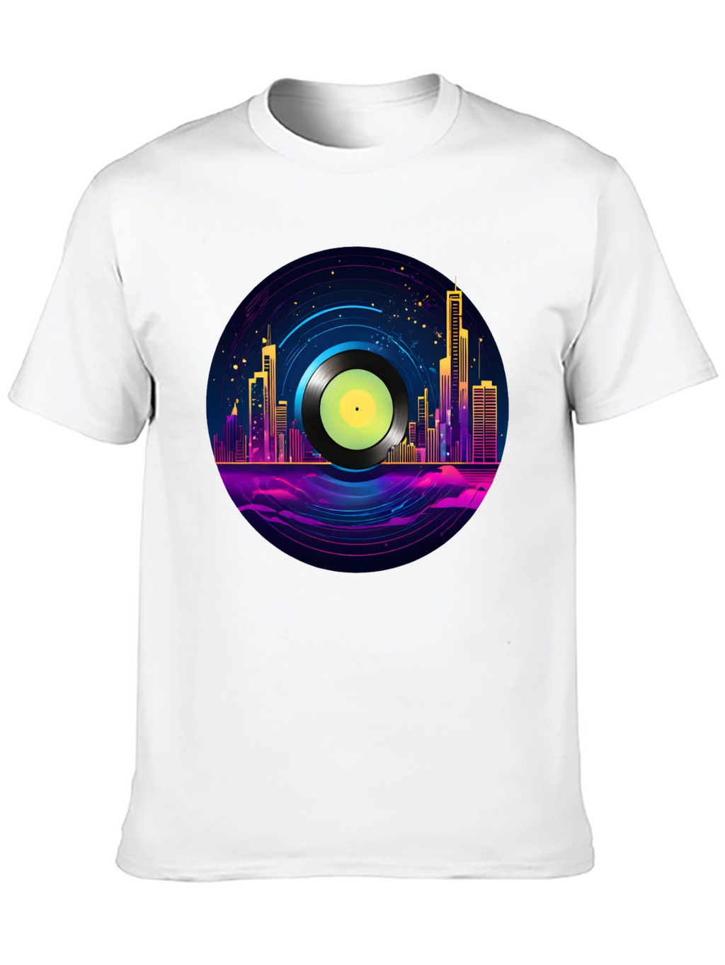 Retro City Vinyl Record Graphic T-Shirt