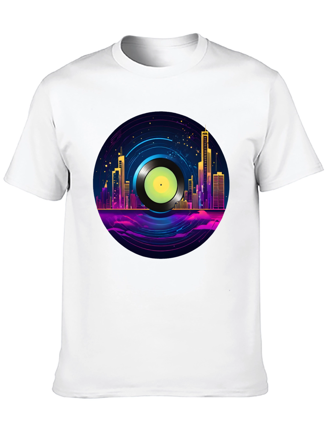 Retro City Vinyl Record Graphic T-Shirt