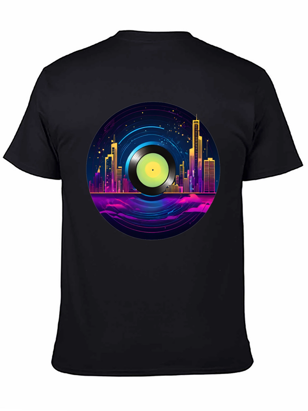 Retro City Vinyl Record Graphic T-Shirt