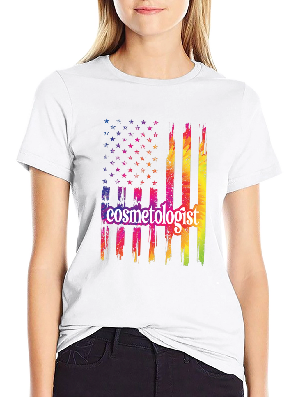 Cosmetologist American Flag Graphic T-Shirt