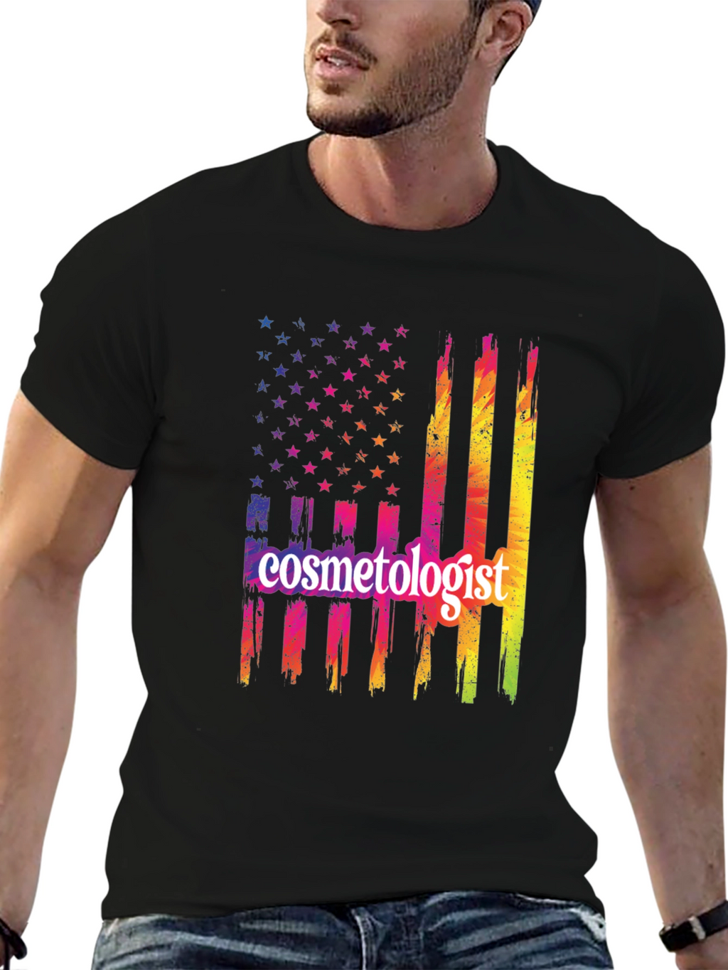 Cosmetologist American Flag Graphic T-Shirt