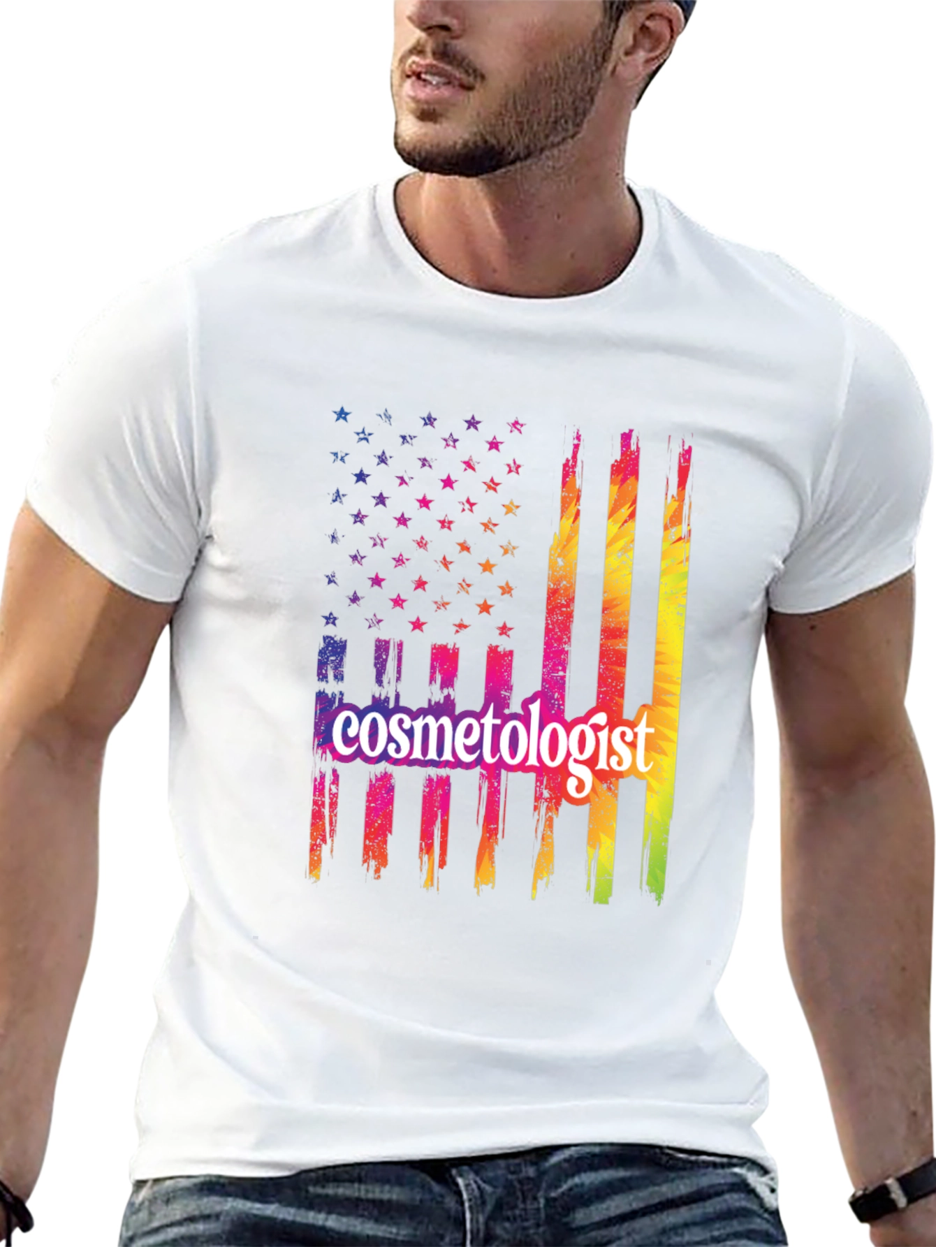 Cosmetologist American Flag Graphic T-Shirt