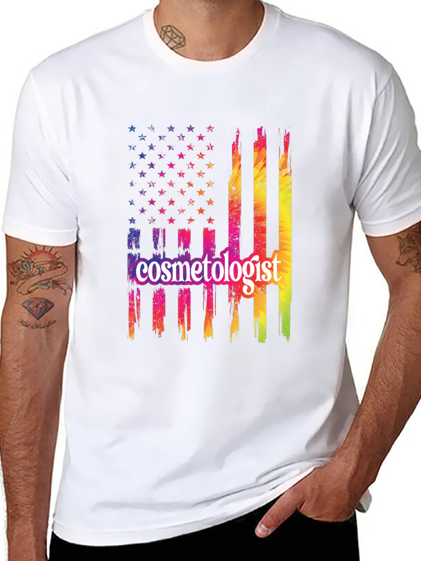 Cosmetologist American Flag Graphic T-Shirt