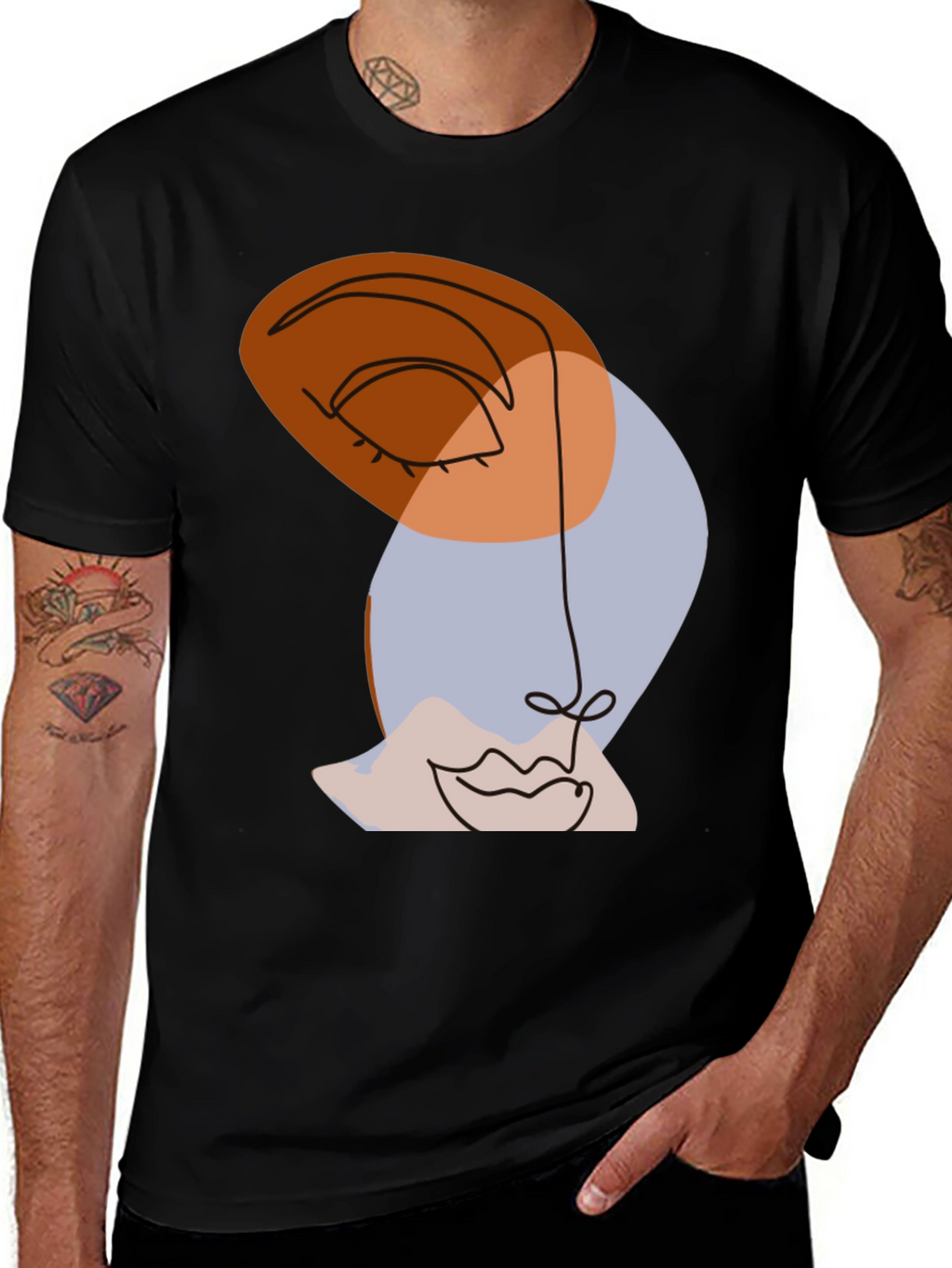 Abstract Face Graphic Tee - Modern Art Shirt