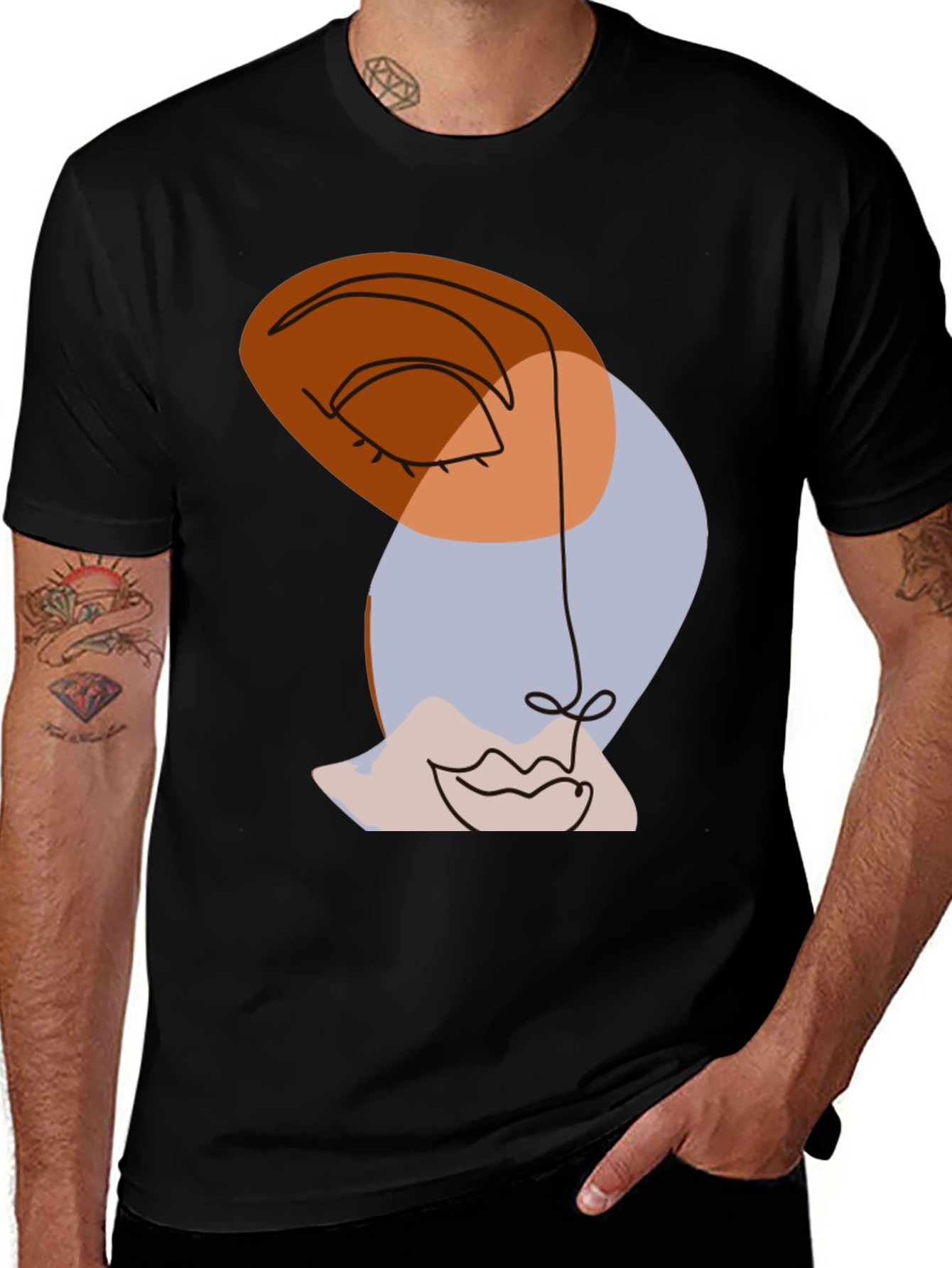 Abstract Face Graphic Tee - Modern Art Shirt