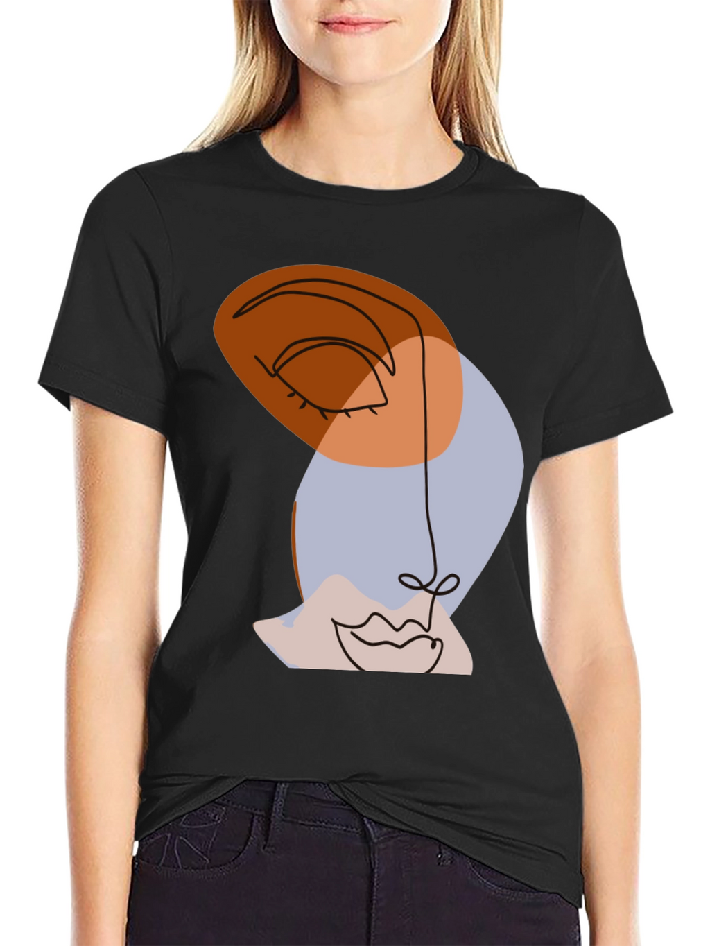 Abstract Face Graphic Tee - Modern Art Shirt
