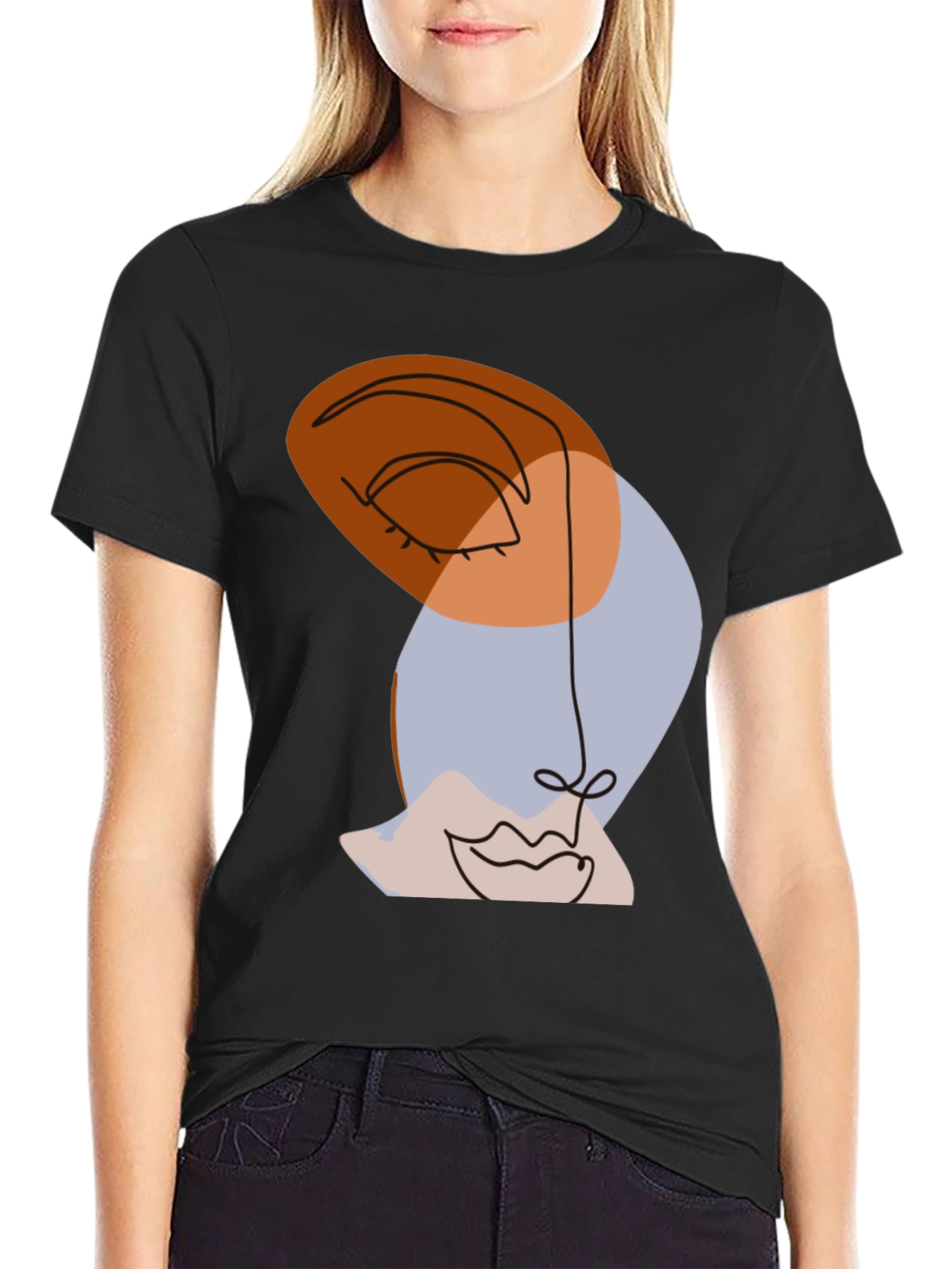 Abstract Face Graphic Tee - Modern Art Shirt
