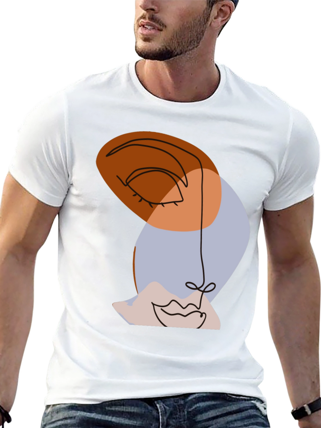 Abstract Face Graphic Tee - Modern Art Shirt