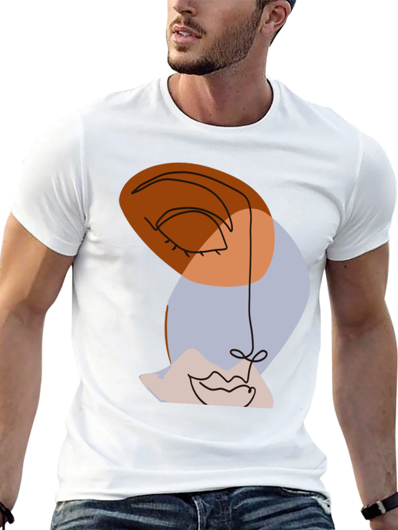 Abstract Face Graphic Tee - Modern Art Shirt